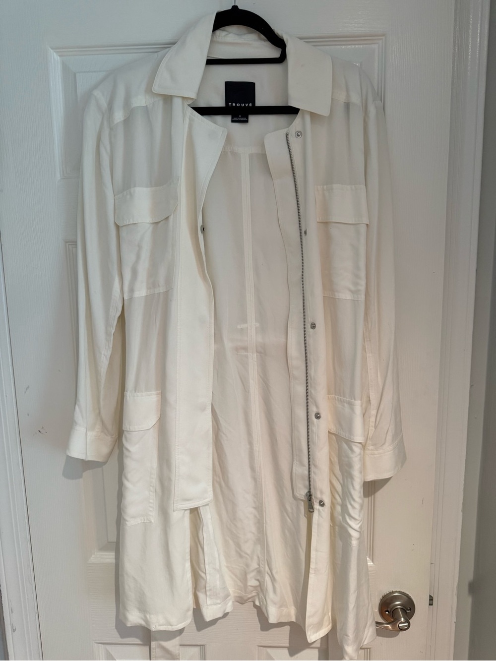 Trouvé White Lightweight Utility Trench Jacket